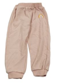 Svetloružové tepláky s dúhou Shein