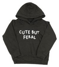 Tmavosivá mikina s nápisom a kapucňou