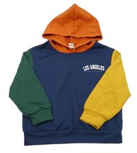 Tmavomodro-farebná mikina s nápisom a kapucňou Shein