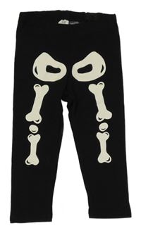 Černé tepláky s kostlivcem H&M