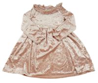 Svetloružové zamatové šaty s volánikmi H&M