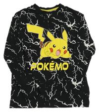 Černo-bílé vzorované triko Pikachu 