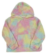 Farebná vzorovaná chlpatá mikina s klokankou a kapucňou H&M