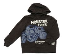 Antracitová mikina monster truck s kapucňou C&A