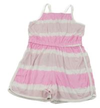 Růžovo-bílý pruhovaný kraťasový overal Primark