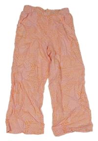 Ružovo-oranžové vzorované voľné é nohavice L&D