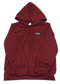 Vínová športová mikina s nápisom a kapucňou SHEIN