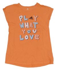 Oranžové tričko s nápisem Adidas