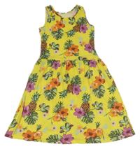 Žlté kvetované bavlnené šaty H&M