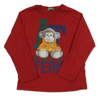 Červené tričko s opičkou Benetton