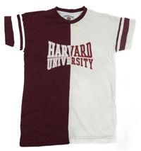 Vínovo-bílé tričko s logem Harvard