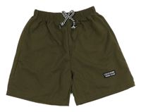 Khaki plážové kraťasy s nápisem 