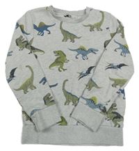 Sivá melírovaná mikina s dinosaurami C&A