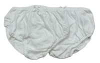 2x - Bílé kalhotky na plenky s mašličkou a volánikmi NUTMEG