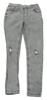 Světlešedé šisované skinny teplákové rifle s prošoupáním Denim Co.