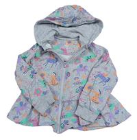 Sivá melírovaná prepínaci mikina s obrázkami a kapucňou Mothercare