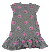 Čierno-biele pruhované šaty so srdiečkami COTTON KIDS