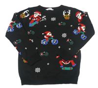 Čierny vianočný sveter s obrázkami PRIMARK
