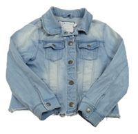 Svetlomodrá tepláková rifľová crop bunda s golierikom Ore denim