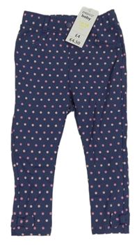 Nové - tmavomodré puntíkaté tregíny s mašlemi so cute