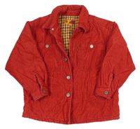 Červená menšestrová zateplená košeľová bunda s číslom