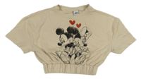 Světlebéžové teplákové bolérko s Mickey a Minnie Disney
