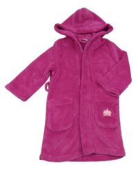 Malinový plyšový župan s korunkou a kapucí alive