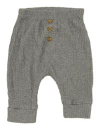 Sivé melírované rebrované úpletové turecké tepláky s gombíkmi George