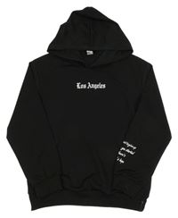 Čierna mikina s nápismi a vreckom a kapucňou SHEIN