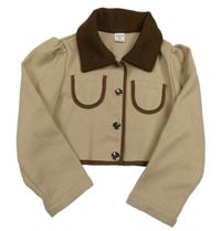 Béžovo-hnědé bolérko s golierikom SHEIN