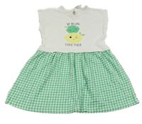 Bielo-zelené kockované šaty s citronem a limetkou so cute