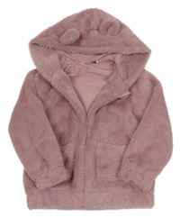Staroružová kožušinová podšitá bunda s kapucňou s uškami PEP&CO