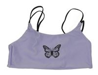 Světlefialovo-černá plavková lambáda s motýlkem H&M