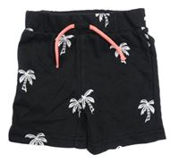Čierne teplákové kraťasy s palmami PRIMARK
