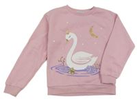 Světlerůžová mikina s labutí PRIMARK