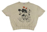 Béžová tepláková vesta s Mickey a Minnie Disney