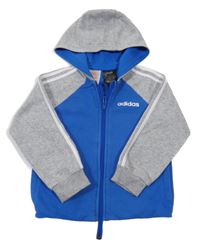 Modro-šedá/melírovaná propínací mikina s kapucí Adidas
