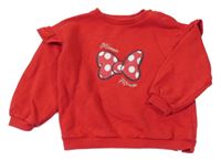 Červená oversize mikina s mašlí - Minnie a volánikmi Disney