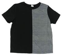 Čierno-biele tričko s kockovaným vzorom Shein
