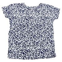 Krémovo-modré tričko s leopardím vzorom Tu