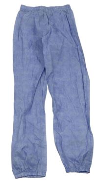 Modré šušťákové nohavice