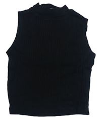 Čierny rebrovaný crop top New Look