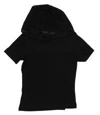 Černé sportovní crop tričko se síťovanou kapucí