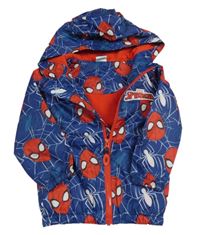 Tmavomodrá šušťáková lehce zateplená bunda so Spidermanem a kapucňou George