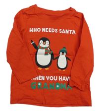 Červené triko s tučňáky Nutmeg