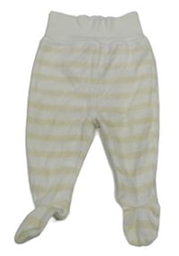 Bílo-béžové pruhované sametové polodupky H&M