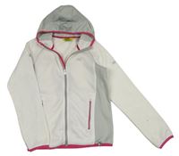 Bílo-zelenošedá pleteno/sportovní propínací funkční mikina s kapucí Regatta