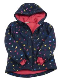 Tmavomodrá softshellová zateplená bunda s koňmi a kapucí Topolino