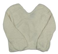 Smotanový chlpatý sveter New Look