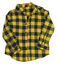 Hořčicovo-tmavomodrá kockovaná košeľa Kiki&Koko